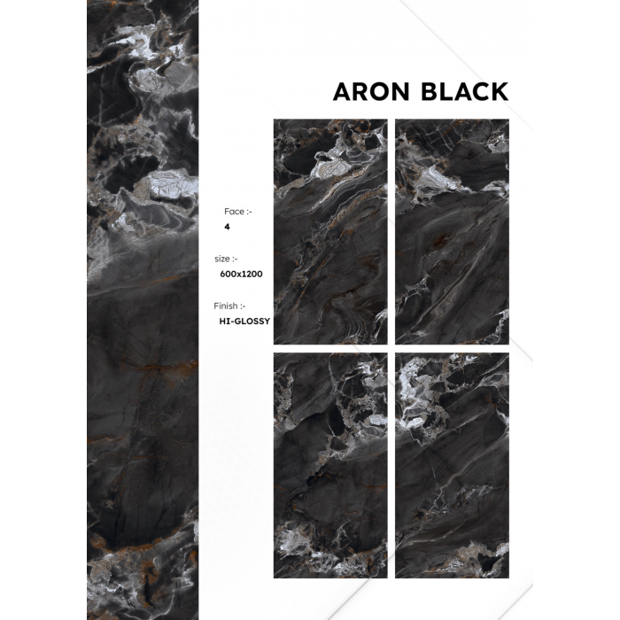 Aron Black  (60cm x 120cm) High Glossy Porselen Piltə - Arnox Ceramic (Hindistan)