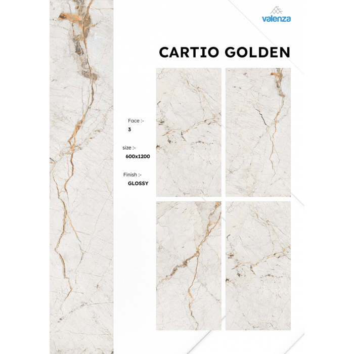 Cartio Golden  (60cm x 120cm) High Glossy Porselen Piltə - Arnox Ceramic (Hindistan)